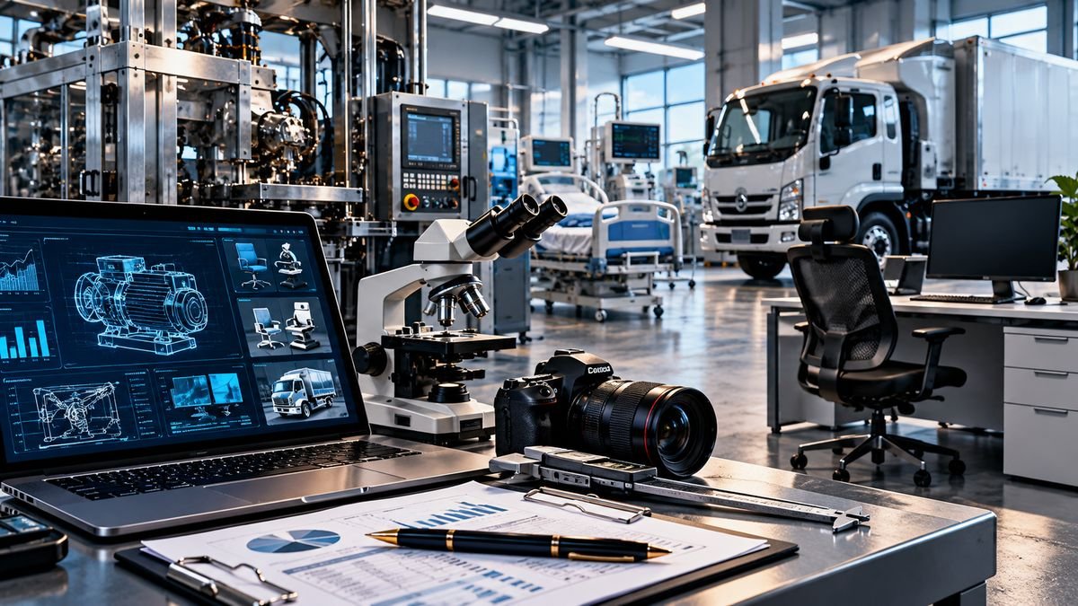 Avaliação de bens móveis: máquinas industriais, equipamentos hospitalares e laboratoriais, veículos e mobiliário corporativo